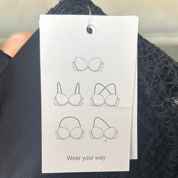 NWT Auden Black Lace Detail Plunge Coverage Push-Up Strap or Strapless Bra - 38B - Picture 7 of 7